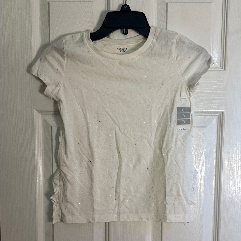 Carter's White Short Sleeve Sparkle Tee - Girls